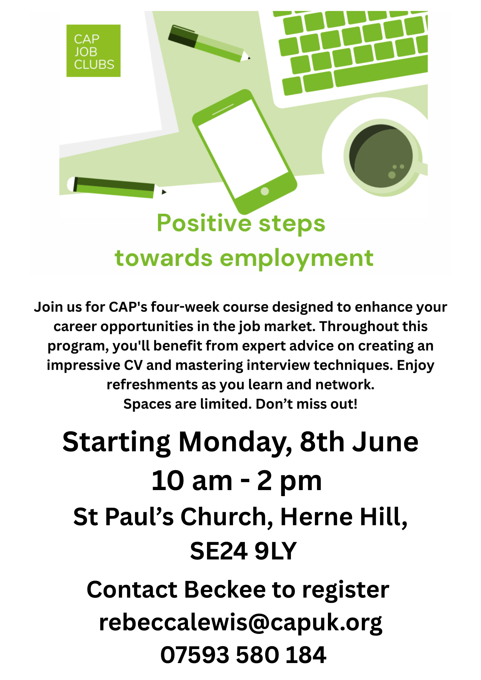 CAP Job Club - Starting 08/06/2026 @10:00AM - Blenheim Gardens RMO